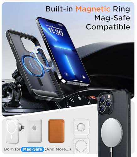 Image of Magnetic Compatible with iPhone 13 Pro Max Case, [Built-in Invisible Kickstand][Compatible with MagSafe] [Military Grade Shockproof] Slim Translucent Matte Phone Case for iPhone 13 Pro Max 6.7 inch