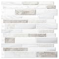 LONGKING 10 Sheet Marble Peel and Stick Backsplash for Kitchen,Self-Adhesive Tile Backsplash for Kitchen, Bathroom, 12" x 12", (Beige & White)