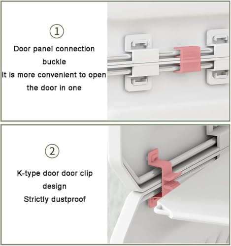 Image of Strassis Design Plastic Shoe Rack for Home | 12 Shelf DIY Shoe Rack with Door Magnets for Home Storage Plastic Box Organizer, Metal Door Frame, Chappal Slipper Sandals Stand (White, 4-Door)