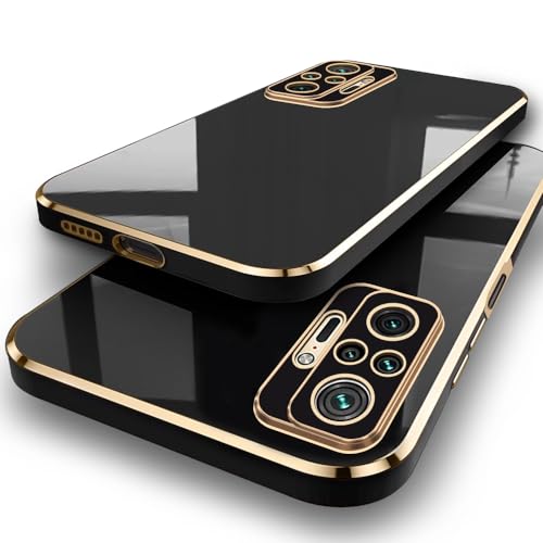 Image of TheGiftKart Luxurious Golden-Plated Back Cover Case for Mi Redmi Note 10 Pro /Pro Max | Raised Lips for Camera & Screen Protection | ShockProof Design | Stylish Back Case Redmi Note 10 Pro (TPU, Black)
