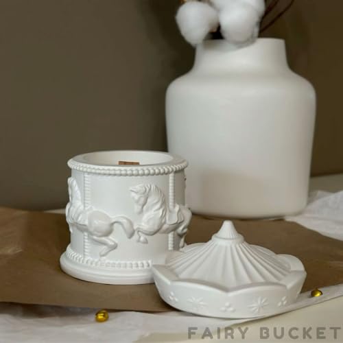 Image of Horse Carousel Jar Candle with Lid | Reusable Decorative Jar | Soy Wax Blend Vanilla Scented Candle | Hand-Poured Luxury Aroma Candle for Home Decor, Gifting & Relaxation
