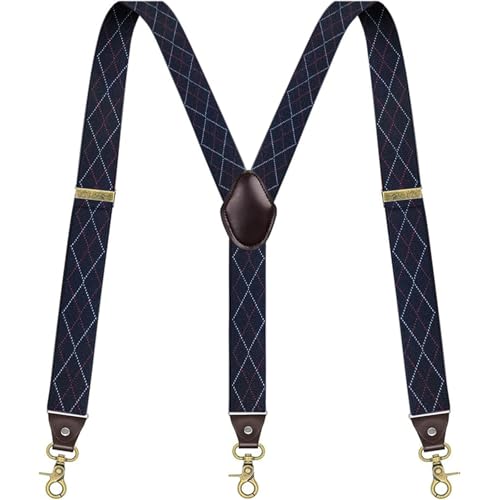 Image of Suspenders for Men, Adjustable Suspenders Gold Clip with Elastic Straps Y-Back Construction Heavy Duty for Work