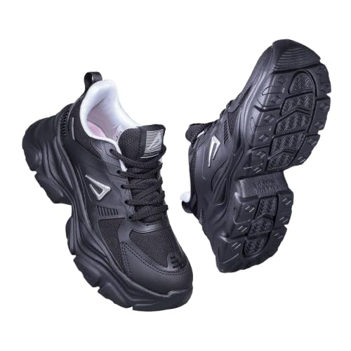 Women’s Chunky CoreMax Sneakers | High-Top Platform Casual Shoes | Rounded to Pampering Cushioned Insole & Non-Slip Sole | Stylish Lace-Up Shoes for Walking, Workout & Travel Outing-image-46