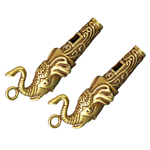 BCOATH 2Pcs Copper Elephant Whistle Keychain Pendant Decor Car Keychain Whistle for Emergency Sports Hiking Survival Durable Resistant Present for Teachers