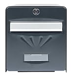 BURG-WÄCHTER, Boîte aux Lettres Normalisée en Acier Galvanisé Avec Porte à Ouverture Totale, Stop-Courrier (Porte bloquée à 120°), 2 Portes dont une Vitrée, BALnéaire, Anthracite