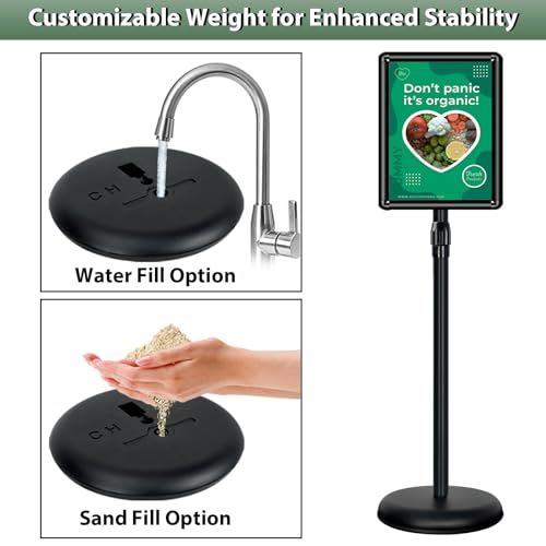 Mutualsign 6Packs Pedestal Sign Holder 11x17in Standing Signs Display Stand Adjustable Pedestal Floor Stand Sign Holder, Aluminum Poster Stand for Ads, Posters, Menu, Guide (Black) by Mutualsign - Image 3