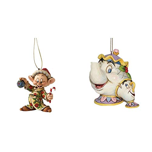 Image of Disney Traditions Dopey Hanging Ornament & Enesco A21431 Sospensione Mrs Potts and Chip, PVC, Multicolore, 4x3x6.5 cm