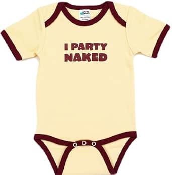 Amazon.com: Urban Smalls "I Party Naked" Butter Colored One Piece 0-6M