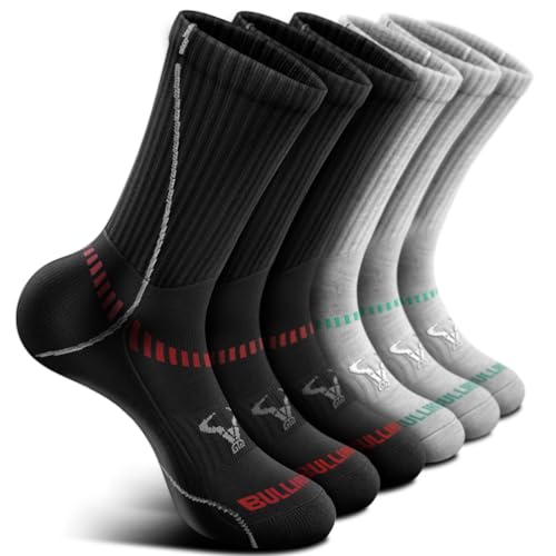 Image of BULLIANT Men 6-Pack Athletic Compression Crew Socks for Running Gym Sports