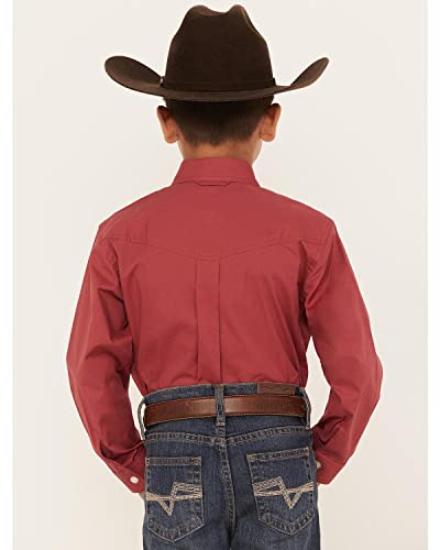 BOYS LONG SLEEVE BUTTON STRETCH POPLIN RED WESTERN SHIRT4