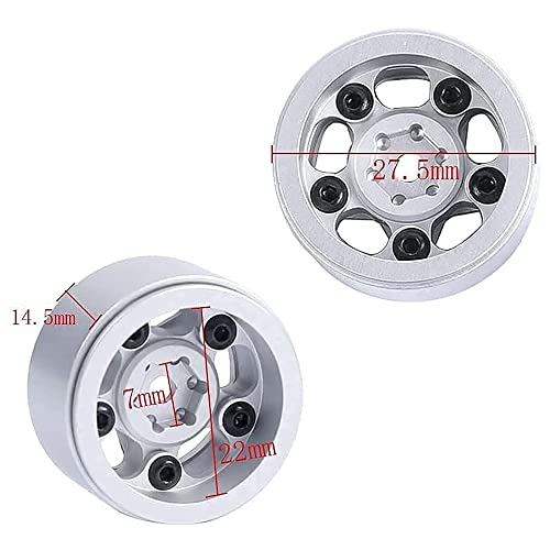 Rc-Hub 4Pcs Beadlock Wheels Hubs Rims Metal 1.0 Micro Crawler For 1/24 Axial Scx24 C10 Jlu B-17 Deadbolt Rc Crawler Car Upgrades Accessories - Silver #TOP1