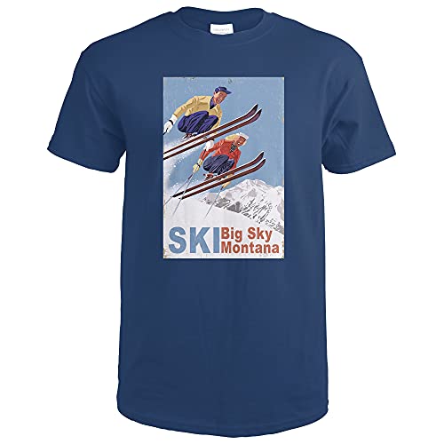 Big Sky Montana, Vintage Skiers 84342 (Navy Blue T-Shirt X-Large) Big Sky Montana, Vintage Skiers 84342 (Navy Blue T-Shirt X-Large)