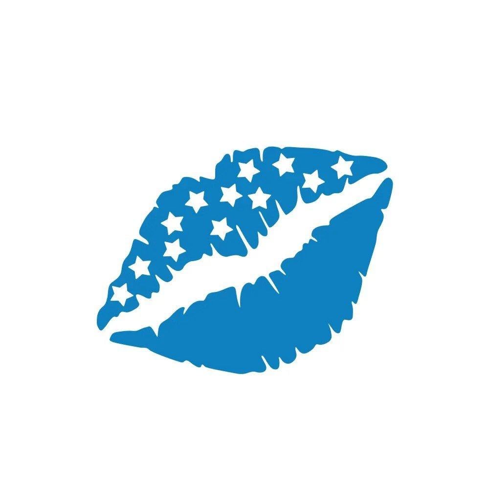 Car Side Sticker Pickup Graphics Lip Kiss Decal(Glossy Blue,40X26CM)