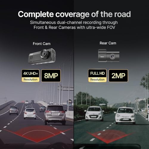 Image of Qubo Car Dashcam Pro 4K | True 4K with Sony STARVIS IMX415 Sensor | Dual Channel | ADAS | NightPulse Vision | 8MP UHD+ Front Wide, 2MP FHD Rear | 2.8 inch LCD | Built-in GPS, Wi-Fi | Up to 1TB Storage