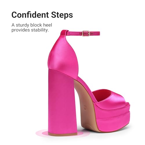 Image of DREAM PAIRS High Heels Chunky Block Platform Heels for Women Ankle Strap Sexy Open Square Toe Heels Dressy Pumps Sandals