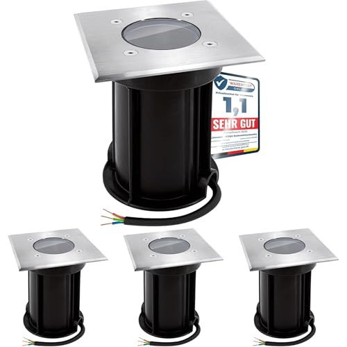 Spot encastrable exterieur terrasse allee carre IP67 linovum BOQU lot de 4 encastres 230V