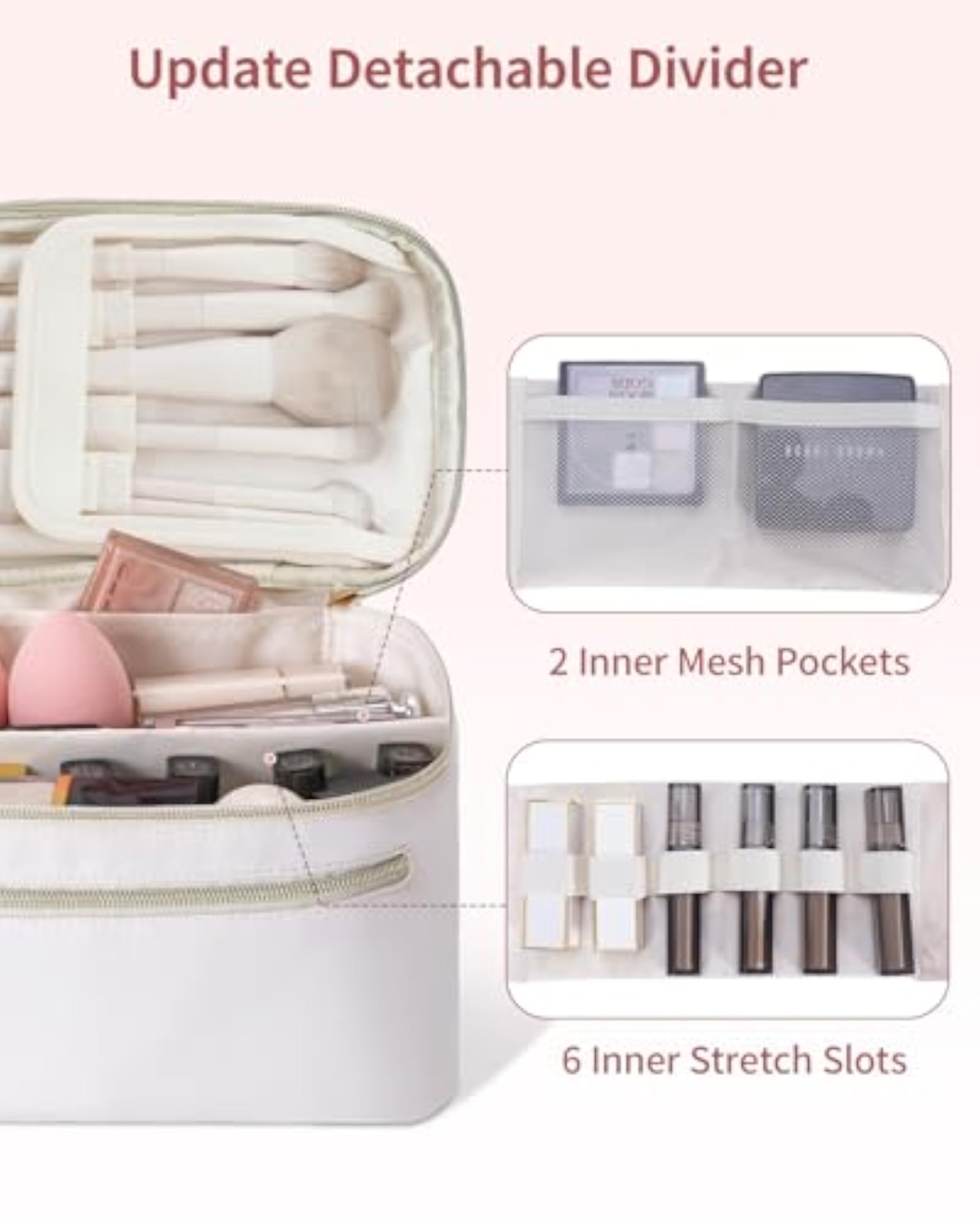 Eco Vegan Leather Makeup Bag, Medium Organizer for Women