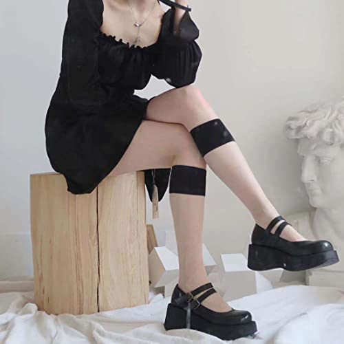 Image of Ulalaza Women Mary Jane Dress Pumps Lolita Shoes Cute Platform Gothic Double Ankle Strap Round Toe Chunky Heel Uniform Pumps Shoes Perfect for School Party Business Work Dance Date Night Club
