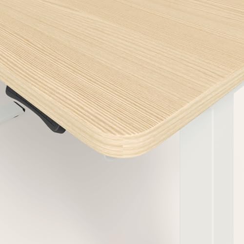 Image of Interio by Godrej Stance Dual Motor Height Adjustable Work Desk | 135 X 60 cms Sit-Stand with Digital Display & Memory Preset, 3 Stage, Douglus Pine top, White Leg
