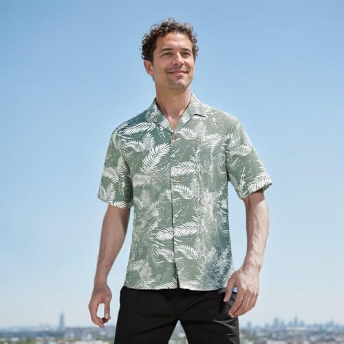 Men's Hawaiian Shirt Funky Blue Beach Printed Tropical Beach Shirt Casual Button Down Short Sleeve Floral Shirts Tops — view 3