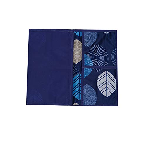 Image of KANUSHI Industries Microwave /Oven Top Cover with 4 Utility Pockets (VAR-Micro-Blue-Long-Leaves)