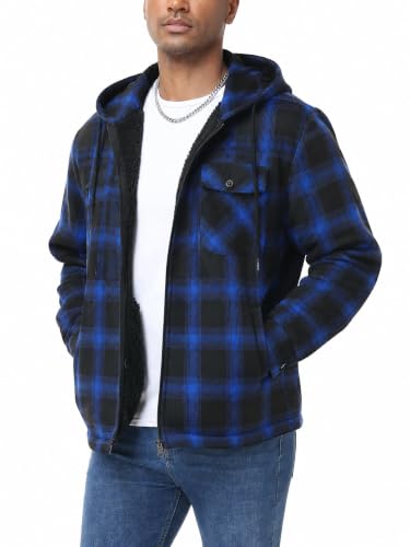 ZITY Men's Flannel Shirt Jacket Plaid Cotton Hoodie Coat - $14.99 after coupon