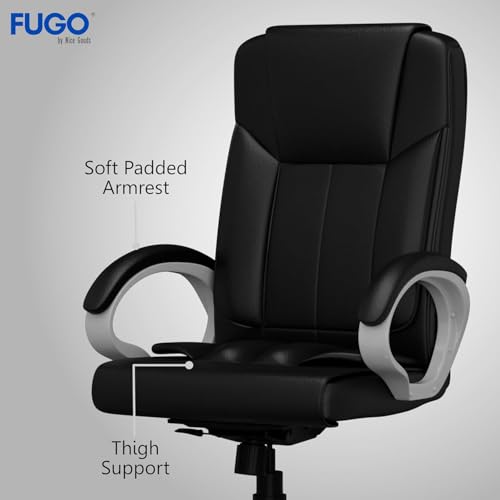 Image of FUGO FG17 Orthopedic Boss Chair with 3 Year Warranty, Leatherette Office Chair, Ergonomic Executive Chair with Spacious Cushioned Seat, Heavy Duty Metal Base, Rocking Function (Black)