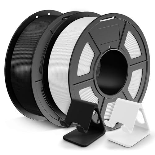 JAYO PLA Filamento de 1,75 mm, filamento de impresora 3D PLA, precisión dimensional +/- 0,02 mm, carrete de 1,1 KG, paquete de 2, PLA 2,2 KG, Negro + Blanco