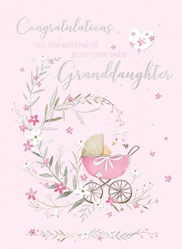 New Baby Granddaughter Buttoned Up Greeting Card Embellished Cards Baby