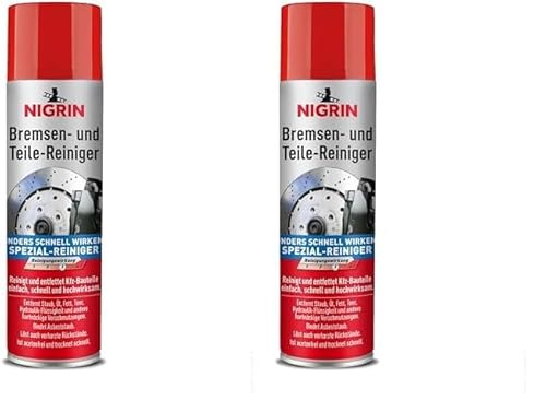 NIGRIN Nettoyant pour freins et pièces de moteur - Spray de 500 ml - Pour dégraissage des pièces de freins, de moteur et de machines - Blanc (Lot de 2)