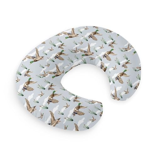 Image of HawSkgFub Duck Hunting Mallard Hunter Nursing Pillow Cover for Baby Boys, Wild Animal Bird Reeds Blue Breastfeeding Pillow Slipcover, Nursing Pillowcase for Newborn Infant, Cover Only