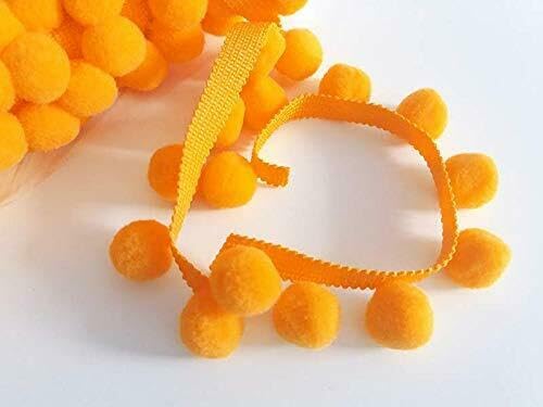 XL 2cm Pom Pom Bobble Trim Fringe Pompom Trimming Cushions Curtains Home Decor Lampshade Sewing Craft Projects - Orange - 10 Metres