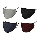 WITHMOONS 4PCS Cloth Face Mask Reusable Washable Masks with Filter Pocket Nose Wire MH93088