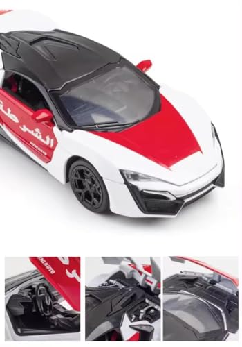 Image of 1:32 Scale LYKAN HYPERSPORT Dubai Police Toy Car | Metal Pullback Diecast Car for Kids with Openable Doors, Sound, Light Effects Toy for Car Enthusiasts (Color As Per Available), Multicolor
