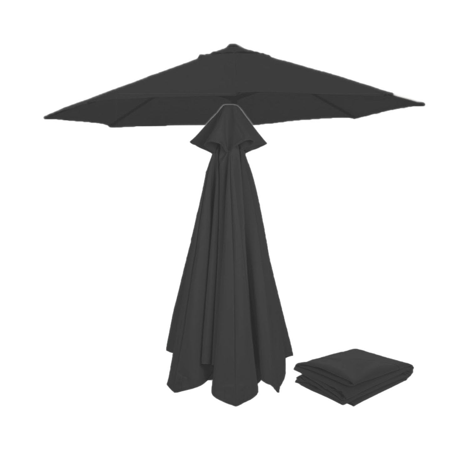 Outdoor Parasol Umbrella Replacement Cover 8.9ft Replacement Umbrella Canopy, Garden Parasol Fabric Cover 2.7m/8 Ribs 3.0m patio umbrella Replacement Cloth UV 30+Protection (Color : Black, Size : 3.