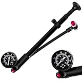 Hochdruck Fahrrad Dämpferpumpe(Max 400 PSI) 3 in1- Fahrrad Gabelpumpe, Hinterradaufhängung pumpe und Fahrradreifen pumpe, Fahrradpumpe mit Manometer, Tragbare Minipumpe mit Entlüftungstaste