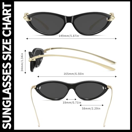 Retro Oval Cat Eye Sunglasses for Women Y2k Small Cateye Sun Glasses Womens Trendy 90s Designer Narrow Shades CS0134