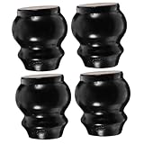 SOPOTUTU 4個 胡桃色实木家具脚 ソファー ドレッサー キャビネット交換用 高耐久ハードウッド製 滑り止めパッド付き 簡単取り付け家具アクセ