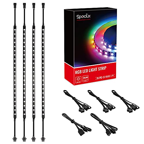 Image of Magnetic NEON Addressable RGB PC LED Strip, 4x13.7inch Flexible Diffused Silicon ARGB Strip for 5V 3-pin LED Header, Compatible with ASUS Aura SYNC, Gigabyte ARGB Fusion (4 Strips)
