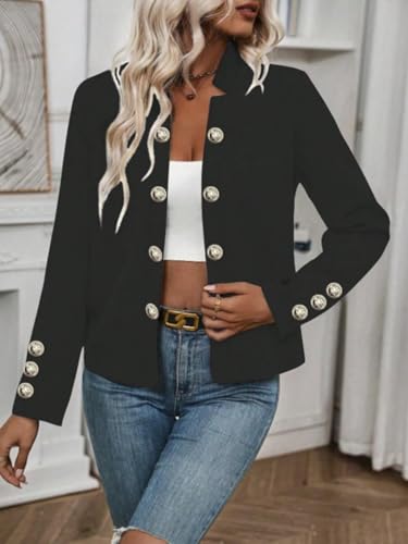 Cozy Chic Black Button-Down Jacket for Women - Perfect for Fall and Winter Adventures in Size Large - Image 4