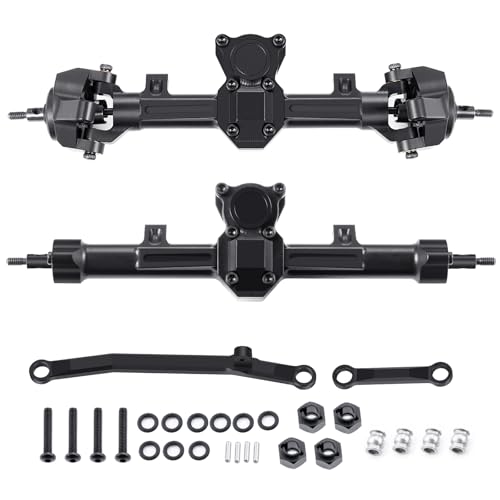 RCLIONS Aluminum Front&Rear Axles Complete Set for Axial SCX24 Deadbolt JLU C10 Gladiator Base Camp Dooge 1/24th RC Crawler Car Upgrade Parts