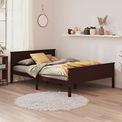 Lumanois Estructura Cama sin colchón Madera Pino marrón Oscuro 160x200cm,Mobiliario,Camas y somieres,26.55kg-322199