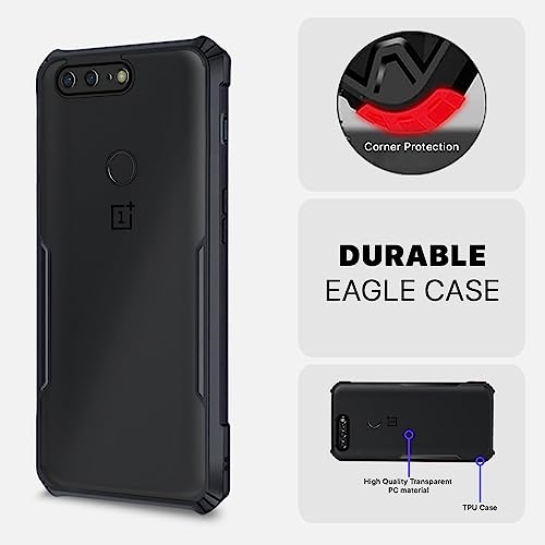 Image of Pikkme OnePlus 5T Back Cover | Crystal Clear Transparent Back | Ultra Hyrbid | Full Camera Protection | Raised Edge | Bumper Back Case (Black)