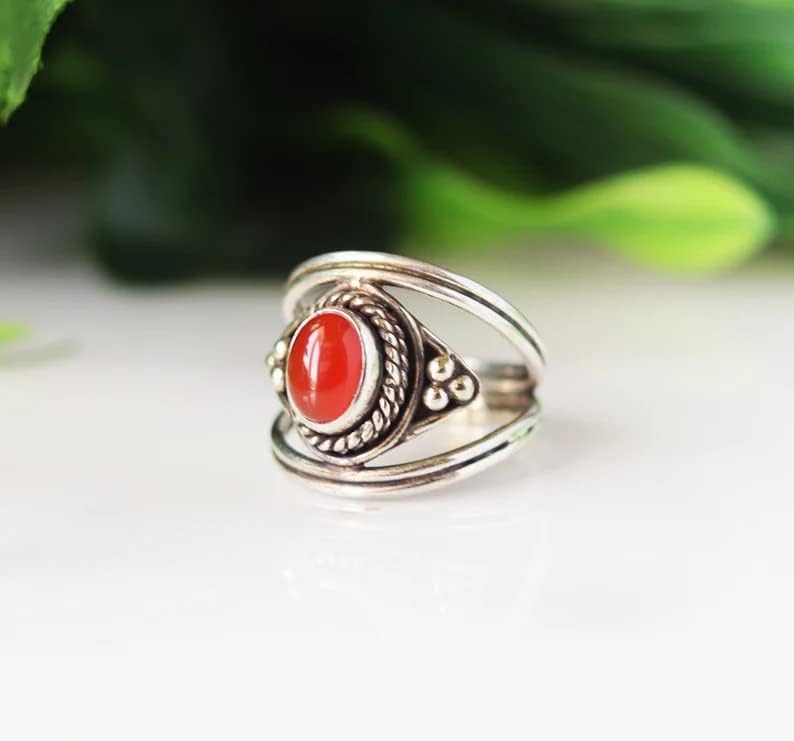 Red Coral Ring, Women Ring, Promise Ring, Red Coral ~ Gemstone Ring, Organic Ring, Handmade Ring, Gypsy Ring, Gift For Her, Trending Ring, Bogo Statement Ring, Birthday gift ring, Coral Jewelry