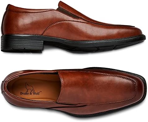 Drake & Wolf Mens Loafers Shoes - Mens Dress Shoes - Classic Microfiber Leather Loafers for Men Casual Dress Shoes - Comfortable Slip On Dress Shoes for Men - Formal Shoes Dark Brown