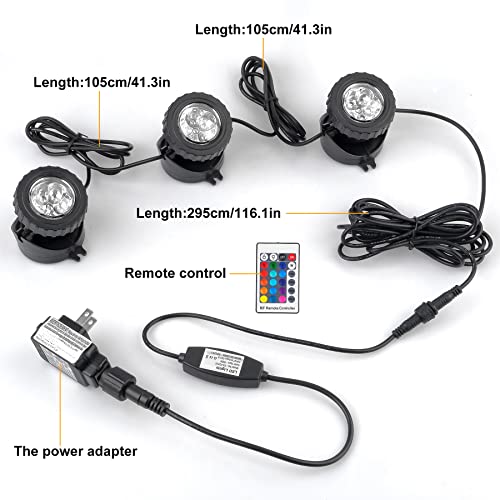 Crepow Rgb Pond Lights, Super Bright Led Underwater Submersible Colorful Landscape Spotlights, 98Ft Remote Control Ip68 Waterproof Fountain Lights For Fish Aquarium Tank Garden Yard Pool (Set Of 3) #TOP3