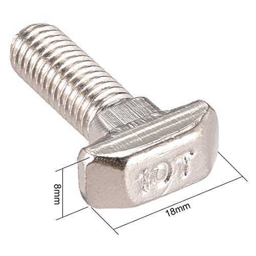 Image of uxcell M8x25mm T-Slot Drop-in Stud Sliding Screw Bolt Carbon Steel 20pcs for 40 Series European Standard Aluminum Profile