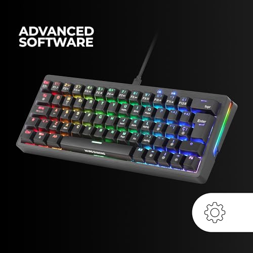 MARSGAMING MKMINIPRO, Tastiera Meccanica Ultra-Compatta 60%, Switch Meccanici Hot-Swappable, RGB Chroma, Tastiera Gaming Antighosting, Multipiattaforma, Interruttore Marrone, Italiano, Nero - Tastiera gaming - Immagine 4