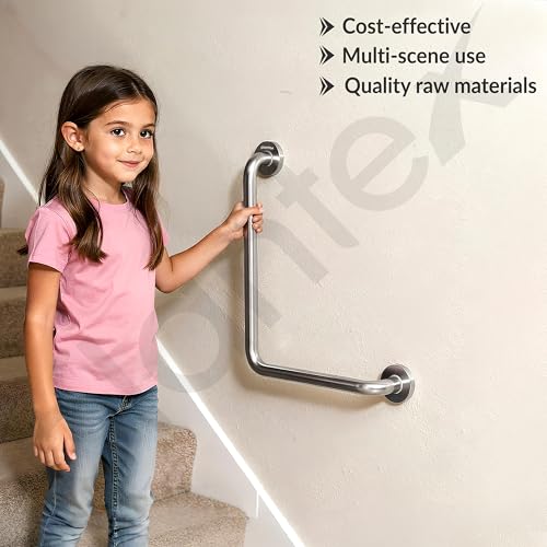 Image of Plantex L-Shape Toilet Support for Elderly People /Wall-Mounted Safety Handle Made of Stainless Steel - Pack of 2 (Chrome)