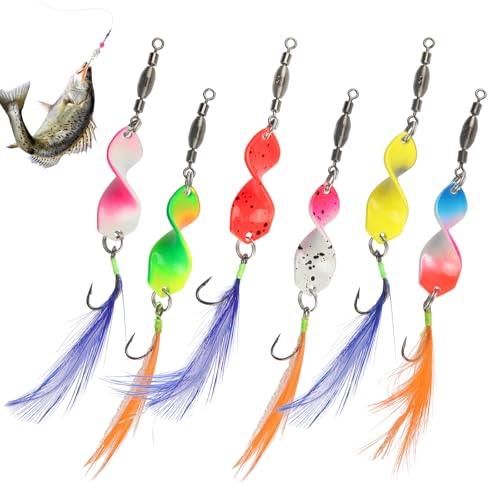CHENYU Set di 6 Esche Artificiali Spinning con Rolling Swivels Spoon Trout Area Colore Spoon Trota Resistenti All'usura Pesca Trota Lago per Spigole Trote Pesce Persico Salmoni Lucci e Granchi